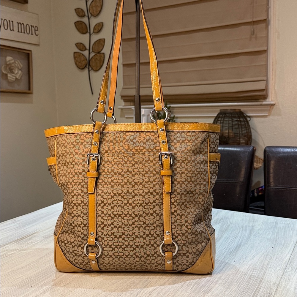 Coach Soho Mini C monogram Tan and Brown Tote Bag